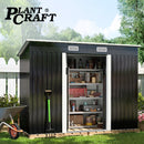 PlantCraft Galvanised Steel Garden Shed 2.38 x 1.31 x 1.82m, with 2 Sliding Doors, 2 Air Vents, Skillion Roof, Floor Frame-9