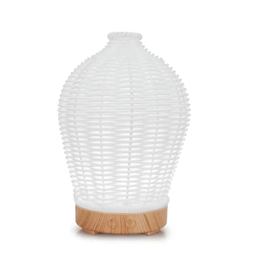 Essential Oil Aroma Diffuser and Remote - 100ml Rattan White Mist Humidifier - 0