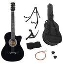 Karrera 38in Pro Cutaway Acoustic Guitar with Carry Bag - Black-4