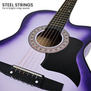 Karrera 38in Pro Cutaway Acoustic Guitar with guitar bag - Purple Burst-7