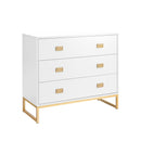Sarantino Amara Chest of Drawers Tallboy Dresser in White/Gold-1