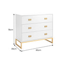 Sarantino Amara Chest of Drawers Tallboy Dresser in White/Gold-3