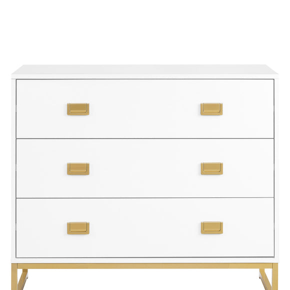 Sarantino Amara Chest of Drawers Tallboy Dresser in White/Gold