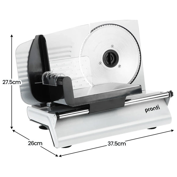 Pronti Electric Deli and Food Slicer with Adjustable Thickness - White