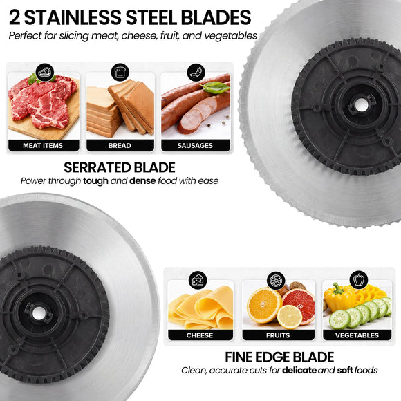 Pronti Electric Deli and Food Slicer with Adjustable Thickness - White