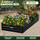 Wallaroo Garden Bed 210 x 90 x 30cm Galvanized Steel - Black-9