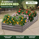 Wallaroo Garden Bed 210 x 90 x 30cm Galvanized Steel - Grey-9