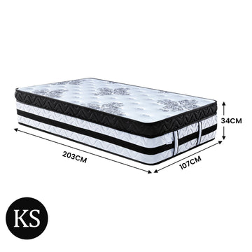 Laura Hill King Single Mattress Bed Size Euro Top 5 Zone Spring Foam 34cm - 0