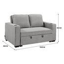 Sarantino Hoffman Linen Sofa Bed Chair With Cushions &cup Holders Light Grey-3
