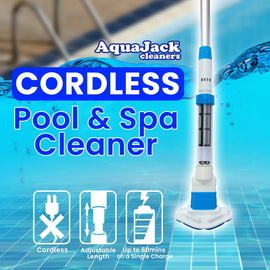 Aquajack Cordless Rechargeable Spa and Pool Vacuum Cleaner with Telescopic Pole & 2 Heads - 60 Min Runtime - 0