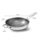 304 Stainless Steel 32cm Non-Stick Stir Fry Cooking Kitchen Wok Pan with Lid Honeycomb Double Sided-4
