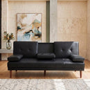 3 Seater Adjustable Sofa Bed With Cup Holder Black-5