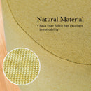 Fabric Ottoman Round Wooden Leg Foot Stool - MUSTARD YELLOW-4