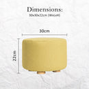 Fabric Ottoman Round Wooden Leg Foot Stool - MUSTARD YELLOW-11