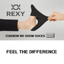 3X Rexy Cushion No Show Ankle Socks Small Non-Slip Breathable BLACK-10