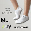 4X Rexy Seamless Sport Sneakers Socks Medium Non-Slip Heel Tab MULTI COLOUR-3