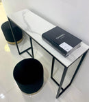 Interior Ave - Stone Marble Console - Marble & Black-3