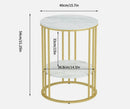 Interior Ave Cleo Gold Two Shelf Stone Side Table-4