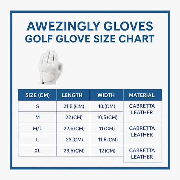 Awezingly Premium Quality Cabretta Leather Golf Glove for Men - White (L)