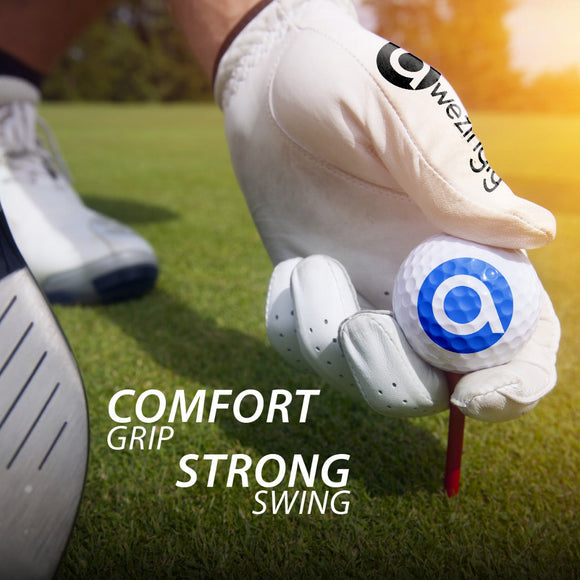 Awezingly Premium Quality Cabretta Leather Golf Glove for Men - White (M/L)