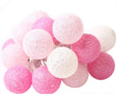 1 Set of 20 LED Pink 5cm Cotton Ball Battery Powered String Lights Christmas Gift Home Wedding Party Girl Bedroom Decoration Outdoor Indoor Table-4