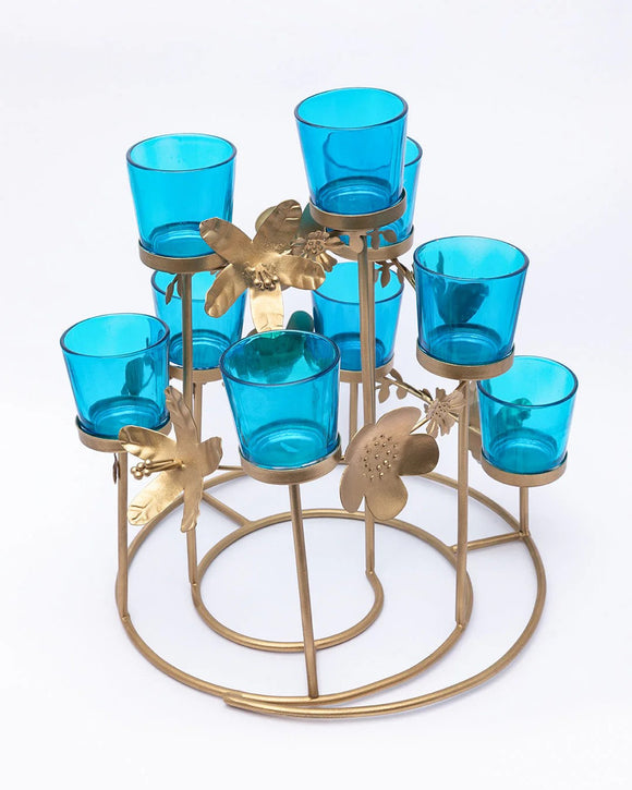 10 Pack Turquoise Glass Votive Tealight Candle Holders House Party Centerpiece Xmas Wedding Decor Glass Candlestick Party Decorations Bridal Baby Shower Event