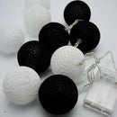1 Set of 20 LED Black White 5cm Cotton Ball Battery Powered String Lights Xmas Gift Home Wedding Party Bedroom Decoration Outdoor Indoor Table Centrepiece-5