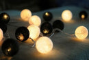 1 Set of 20 LED Black White 5cm Cotton Ball Battery Powered String Lights Xmas Gift Home Wedding Party Bedroom Decoration Outdoor Indoor Table Centrepiece-6