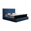 Queen Size Bedframe Velvet Upholstery Deep Blue Colour Tufted Headboard Deep Quilting-1