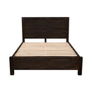 Bed Frame Double Size in Solid Wood Veneered Acacia Bedroom Timber Slat in Chocolate-3