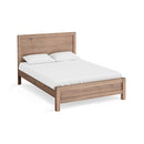 Bed Frame King Single Size in Solid Wood Veneered Acacia Bedroom Timber Slat in Oak-1