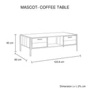 Coffee Table 2 Drawers Particle Board Storage in Oak Colour-7