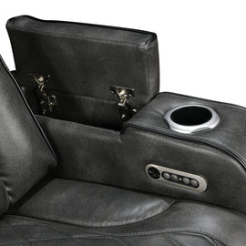 1 Seater Electric Air Leather Dark Grey Recliner - 0
