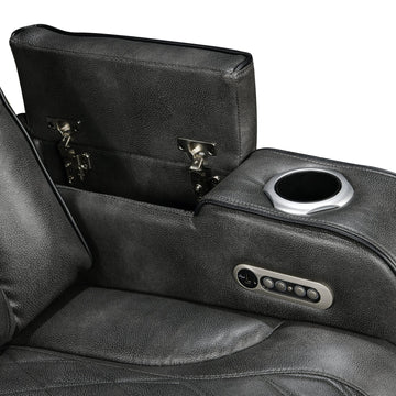 1 Seater Electric Air Leather Dark Grey Recliner - 0