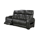 3 Seater Electric Air Leather Dark Grey Recliner-1