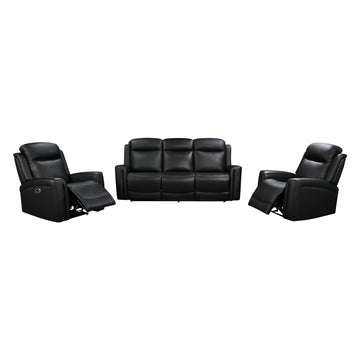 3-1-1 Seater Electric Leather/PVC Black Recliner Set - 0