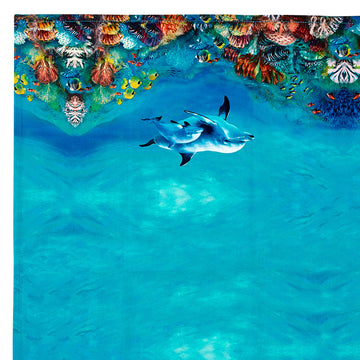 Ashdene Set of 2 Playful Dolphins Cotton Kitchen Tea Towels 50 x 70 cm Reef Exploring - 0