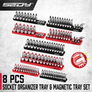 SEDY 8Pcs Magnetic Socket Organizer Tray Metric SAE Sockets Storage Holder Tool-2