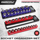 SEDY 2Pc Magnetic Socket Organizer 1/2 Drive Metric SAE Sockets Storage Holder-2