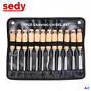 12Pc Wood Carving Chisel Set Knife High Carbon Steel Woodworking Rolling Pouch-2