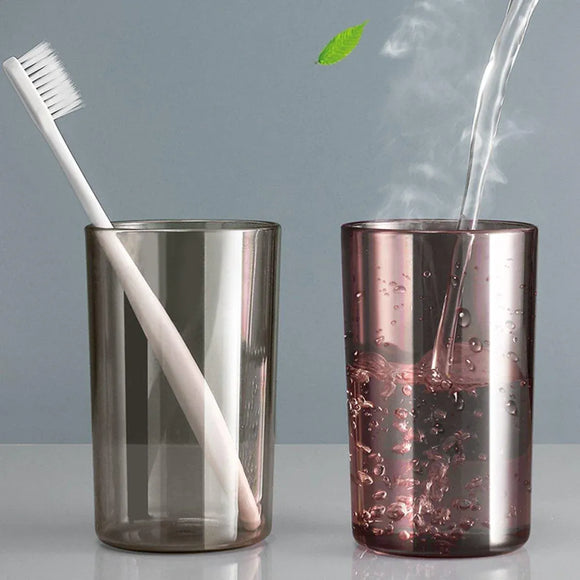 Bathroom Wall Mounted Toothbrush Holder Toothpaste Stand Storage Rack With Cup - Two Cups Set