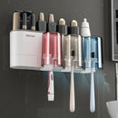 Bathroom Wall Mounted Toothbrush Holder Toothpaste Stand Storage Rack With Cup - Two Cups Set-10