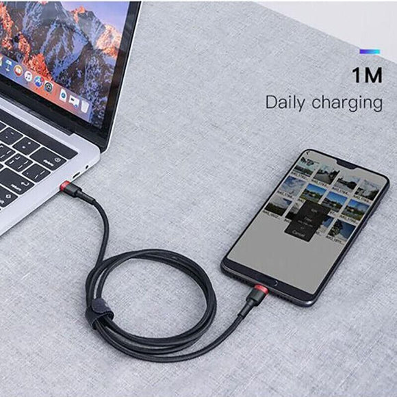 Red Black Baseus 60W 100W USB C to Type C Charger Cable PD Fast Charge For Samsung - 2m 100w