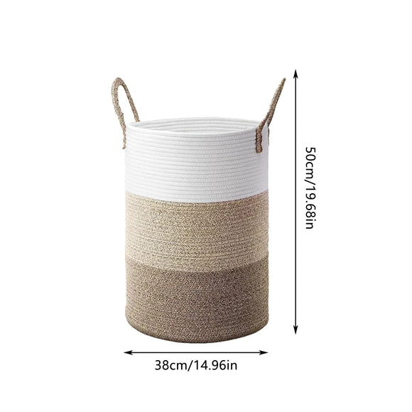 Handheld Cotton Rope Woven Storage Basket for Bedroom Bathroom Closet Durable