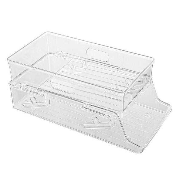 Double Tier Drinks Organiser Drawer Shelf Storage Rack Beverage Dispenser Holder