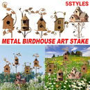 Birdhouse Garden Stakes Outdoor Yard Ornaments for Lawn and Garden Decoration - D-2
