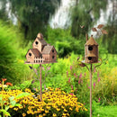 Birdhouse Garden Stakes Outdoor Yard Ornaments for Lawn and Garden Decoration - D-5