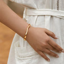 1-Piece Gold-Tone Wavy Open Cuff Bracelet-4