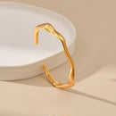 1-Piece Gold-Tone Wavy Open Cuff Bracelet-5