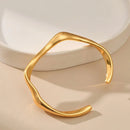 1-Piece Gold-Tone Wavy Open Cuff Bracelet-6